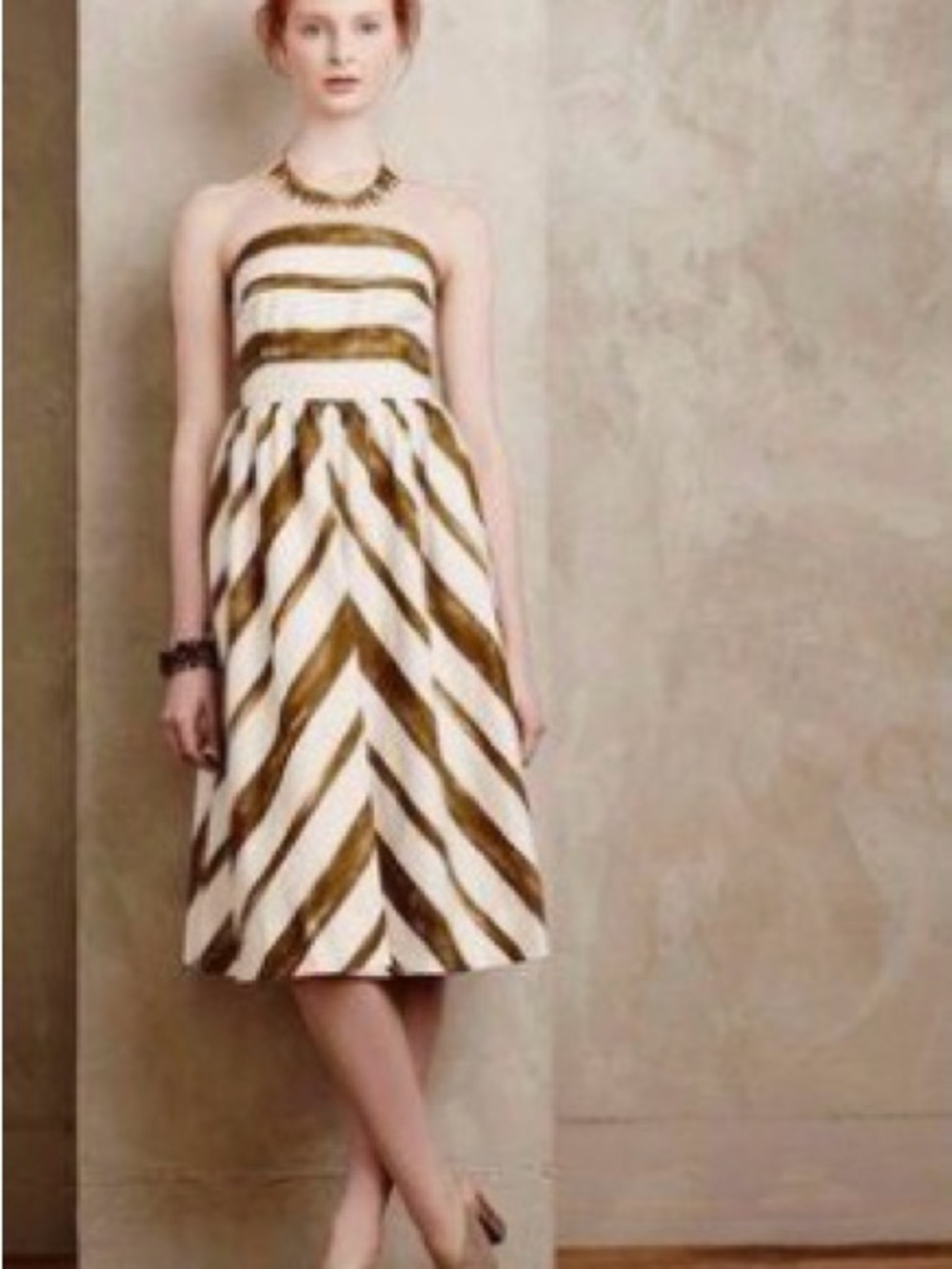Moulinette Soeurs Striped Strapless Midi Dress